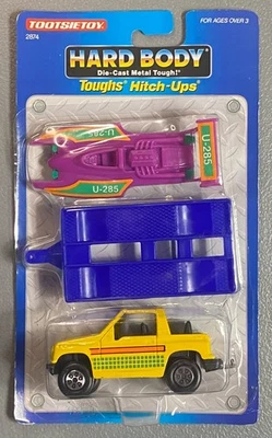 1992 Tootsie Toy Hard Body Toughs Hitch Up, Yellow Isuzu Amigo, Trailer, Boat - Image 1 of 4