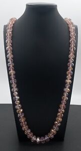 Chico's Vintage Pink Long Crystal Glass Beaded Necklace