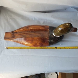 "Soporte de caja de cerillas de madera vintage pato hecho a mano/pintado grande 16-17"" de largo" - Imagen 1 de 12