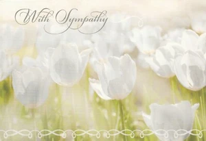 Sympathy Card & Envelope: White Flowers, Deuteronomy 33:27 - Faithfully Yours