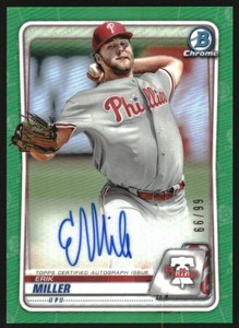 2020 Bowman Chrome Prospect Autographs Green Refractors #CPAEM Erik Miller /99