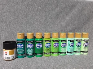 DecoArt Americana SET de 10 tonos verdes pintura acrílica + Marabu Colorado Gold - Imagen 1 de 5