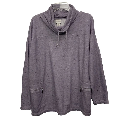 Top Pullover Weekends by Chico's Mujer Púrpura Manga Larga Bolsillos Capucha Cuello XL Foto 1 de 4