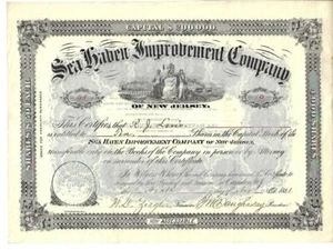 NEW JERSEY 1881 Sea Haven Improvement Company Stock Certificate #64 - Picture 1 of 2