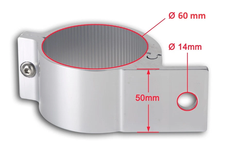 Befestigungsschelle 60mm Alu Schelle Fernscheinwerfer Lampenbügel LKW Schellen