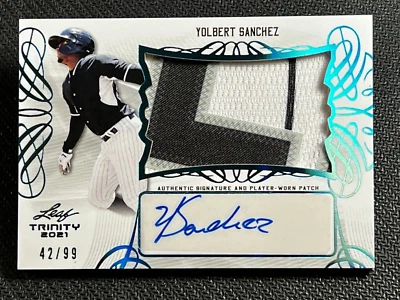 2021 Leaf Trinity PLAYER WORN PATCH ROOKIE AUTO Yolbert Sanchez 42/99 - Image 1 of 4