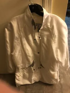 Vintage 90s IZZI White w/ gingham collar Windbreaker Jacket Size S - Picture 1 of 1