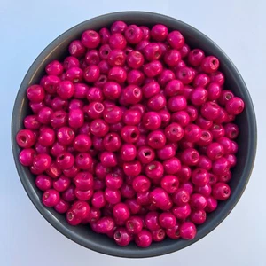 150X Cuentas de madera rosa caliente 7x5 mm redondas de madera para hacer joyas Cuentas espaciadoras artesanales - Imagen 1 de 6