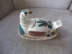 The Cleminsons California Pottery Bird Butter Dish Hand Painted - Picture 1 of 16