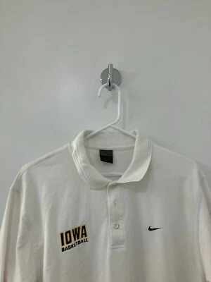 University  of Iowa NCAA Nike  dri fit white polo shirt men's Large - Image 1 of 3