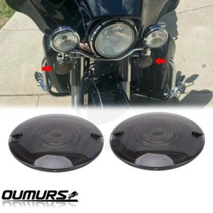 2Pcs Smoked Lens Turn Signal Light Flat Lens Covers For Harley Road King Glide - Picture 1 of 12