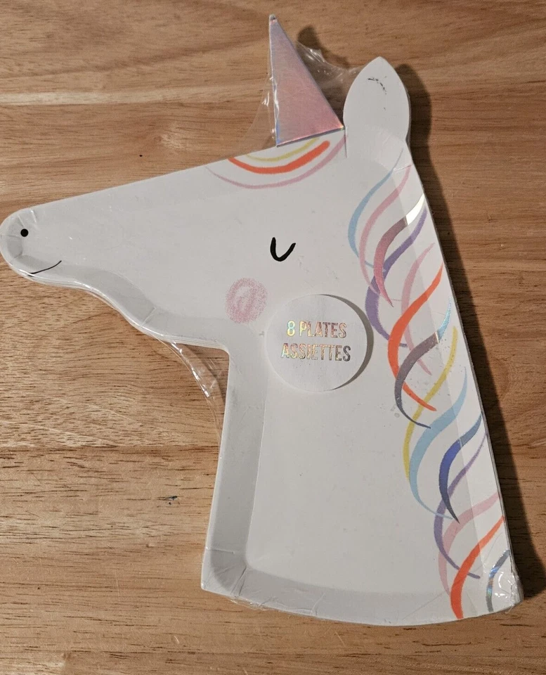 FUN! Magical Unicorn Shape Party Paper Plates = 8 Count Package  New - Image 1 of 1