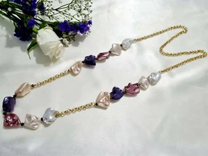 Turkish Jewellery Hand Made Long Necklace Nice Collection of Baroque Pearls - Picture 1 of 7