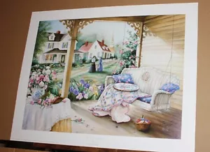 Good Neighbors by Paula Vaughan Quilts Victorian Irises Roses Porch Swing - Picture 1 of 8
