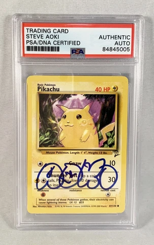 Steve Aoki Signed Pokemon Card Pikachu 58/102 1995 PSA/DNA 4 COA Cover