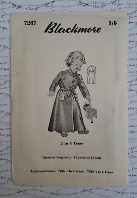 50s Blackmore Paper Sewing Dress Pattern Dressing Gown  2-4 Years - Image 1 of 2