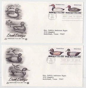 TurtlesTradingPost- Duck Decoys 1985 #2138-41 FDC Artcraft Variety- 2 Covers - Picture 1 of 1