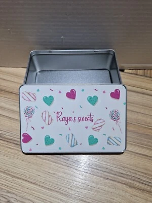 Personalised Sweet Treat Tin chocolate sweets storage gift Candy Hearts ANY NAME - Image 1 of 3