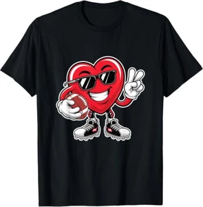 Valentine’s Day Heart Playing Football Boys Girls Kids T-Shirt - Picture 1 of 10