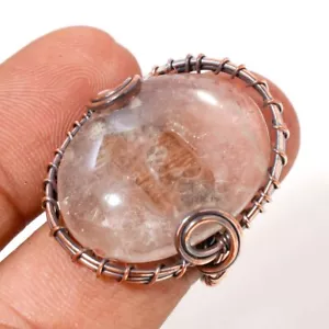 White Topaz Cab's Gemstone Handmade Wire Wrap Copper Jewelry Ring 7.25" SR 49 - Picture 1 of 6