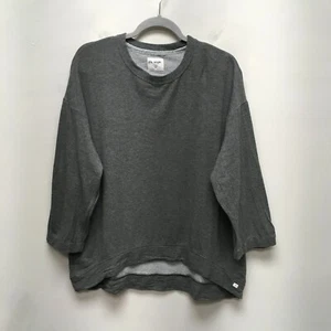 Fil Noir Womens Gray Drop Shoulder Crew Neck Fleece Italy Pullover Sweatshirt M - Picture 1 of 9