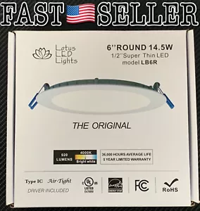 Lotus LED 6" 14W Round Super Thin Recessed Downlight White 4000k 930Lm LB6R/40K - Picture 1 of 7