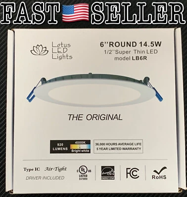 Lotus LED 6" 14W Round Super Thin Recessed Downlight White 4000k 930Lm LB6R/40K - Image 1 of 4
