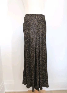 Women's Zara Deep Leopard Print Satin Bias Cut Midi/Maxi Skirt Size Small - Imagen 1 de 8