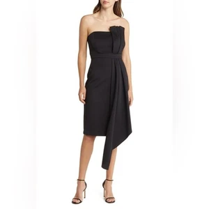 Eliza J Black Strapless Cocktail Dress Size 6 New - Picture 1 of 4
