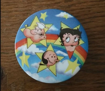 Betty Boop & Popeye Olive Can can Badge D 5,5 cm USA anime Vintage Used - Image 1 of 3