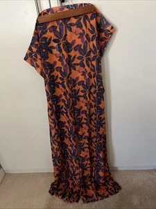 Pretty Little Things Floral Print See Through Beach Pants Orange Size US 26 - Picture 1 of 9