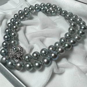 Akoya Perlenkette 7,0-7,5 mm 44 cm gebraucht Silberverschluss weiß aus Japan - Bild 1 von 24