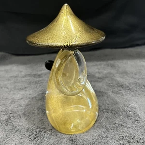 VTG Kneeling Woman Murano Unmarked, Gold, Fleck Glass Chinese Figurine MCM - Picture 1 of 6