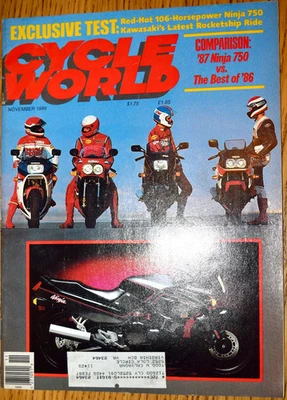 Cycle World Magazine November 1986 Ninja 750 Kawasaki Rocket Foto 1 de 3