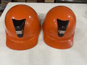 (2) Vintage MSA Orange Miners Skullgard Cap mit Lampenaufsatz, Top Zustand - Bild 1 von 9