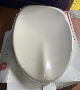 Vintage Pressalit Elongated Toilet Seat - Bone - Stainless Hardware Wave 2 - Picture 1 of 6