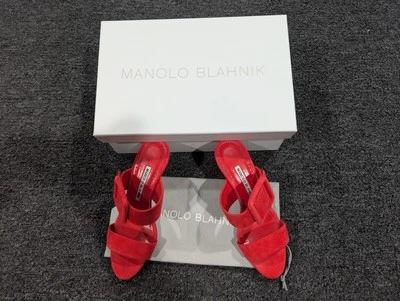 Manolo Blahnik Gable 70 # 10845 Hebilla Naranja Gamuza Tacón de Mula Bomba talla 5 / eu35 Foto 1 de 4