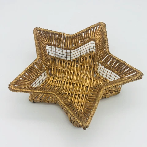 7-Inch Gold Metal Framed Star Shaped Storage Basket Cover