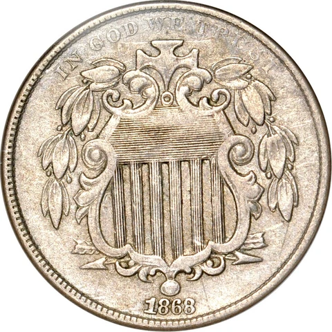 1868 5C DDO F-108 (Plate) Shield Nickel ANACS VF30 Cover