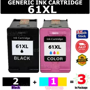 3x Generic 61XL 61 XL Ink For HP Deskjet 1000 1050 2050 3050 3060 Envy 4500 5530 - Picture 1 of 3