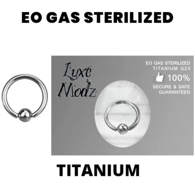 Bola esterilizada cautiva anillo de cuentas óxido de etileno gas titanio grado 14G bola de 4 mm Foto 1 de 4