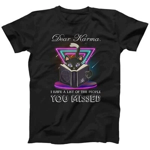 Black Cat T-shirt Funny Karma Quote Sarcastic Graphic Tee Men's Women's Kids - Picture 1 of 15