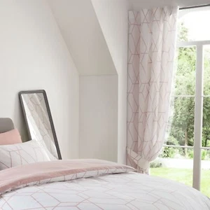 "METRO GEOMÉTRICO DIAMANTE RUBOR ROSA CORTINAS FORRADAS DORMITORIO 54" (137cm) - Imagen 1 de 2