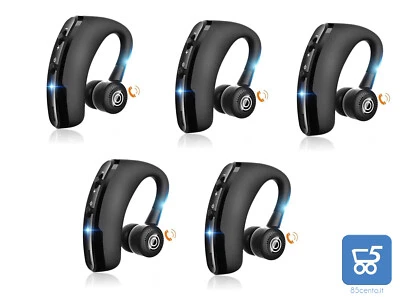 Pack 5 Auricolari Bluetooth Wireless Mono Microfono HD Riduzione Rumore DX o SX - Immagine 1 di 4