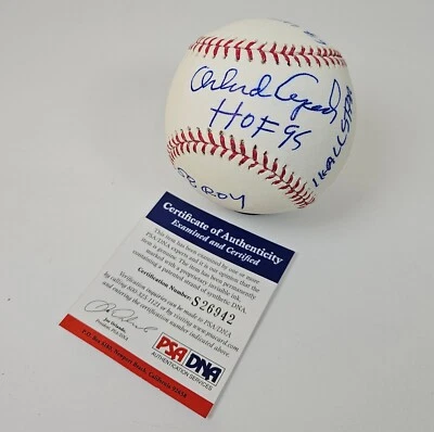 Orlando Cepeda SF Giants Signed ROMLB Stat Baseball AUTOGRAPH 5 Inscriptions PSA - Image 1 of 4