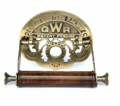 Victorian style GWR Toilet Roll/Loo Holder Brass Novelty Vintage Antique
