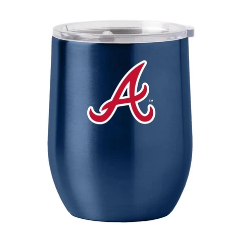 Atlanta Braves 16oz Curved Stainless Steel Travel Tumbler [NEW] MLB Mug Glass Cover