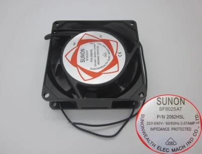 SUNON SF8025AT AC fan 2082HSL 220V-240V cabinet cooling fan 2-Wire 80X80X25mm - Image 1 of 4