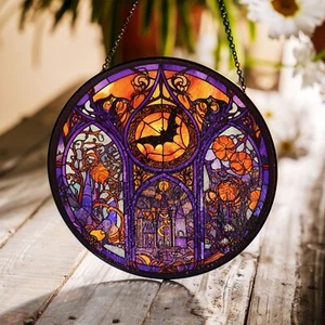 Halloween Suncatcher, Spooky Stained Glass Window Decor, Home Decoration, HLW003 - Picture 1 of 8