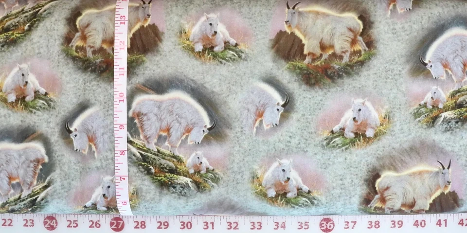 3 ярда хлопчатобумажной ткани для лоскутного одеяла — сокровища для квилтинга горные козы живописный серый - Изображение 1 из 1